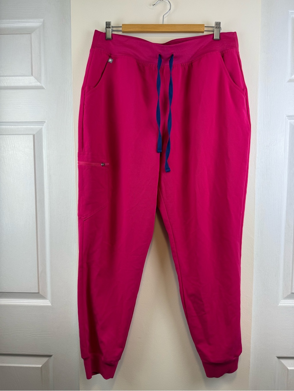 FIGS High Waisted Zamora Jogger Scrub Pants XL Pink Magenta Navy Drawstring